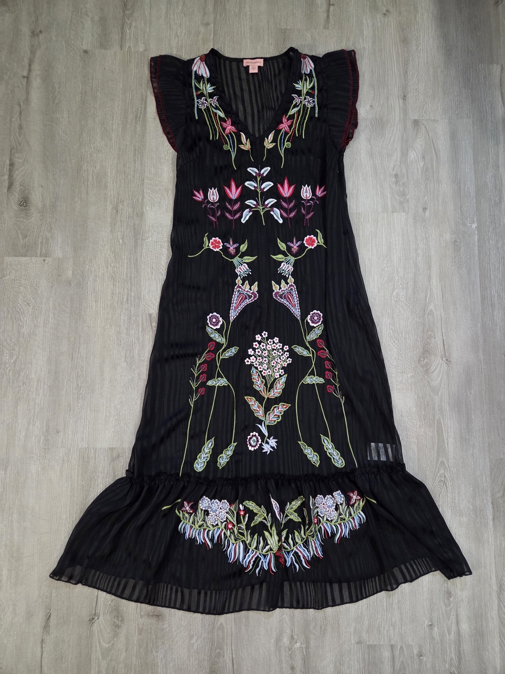 Anthropologie "Not So Serious" Corsica Beaded Embroidered Floral Maxi Dress - Picture 4 of 15